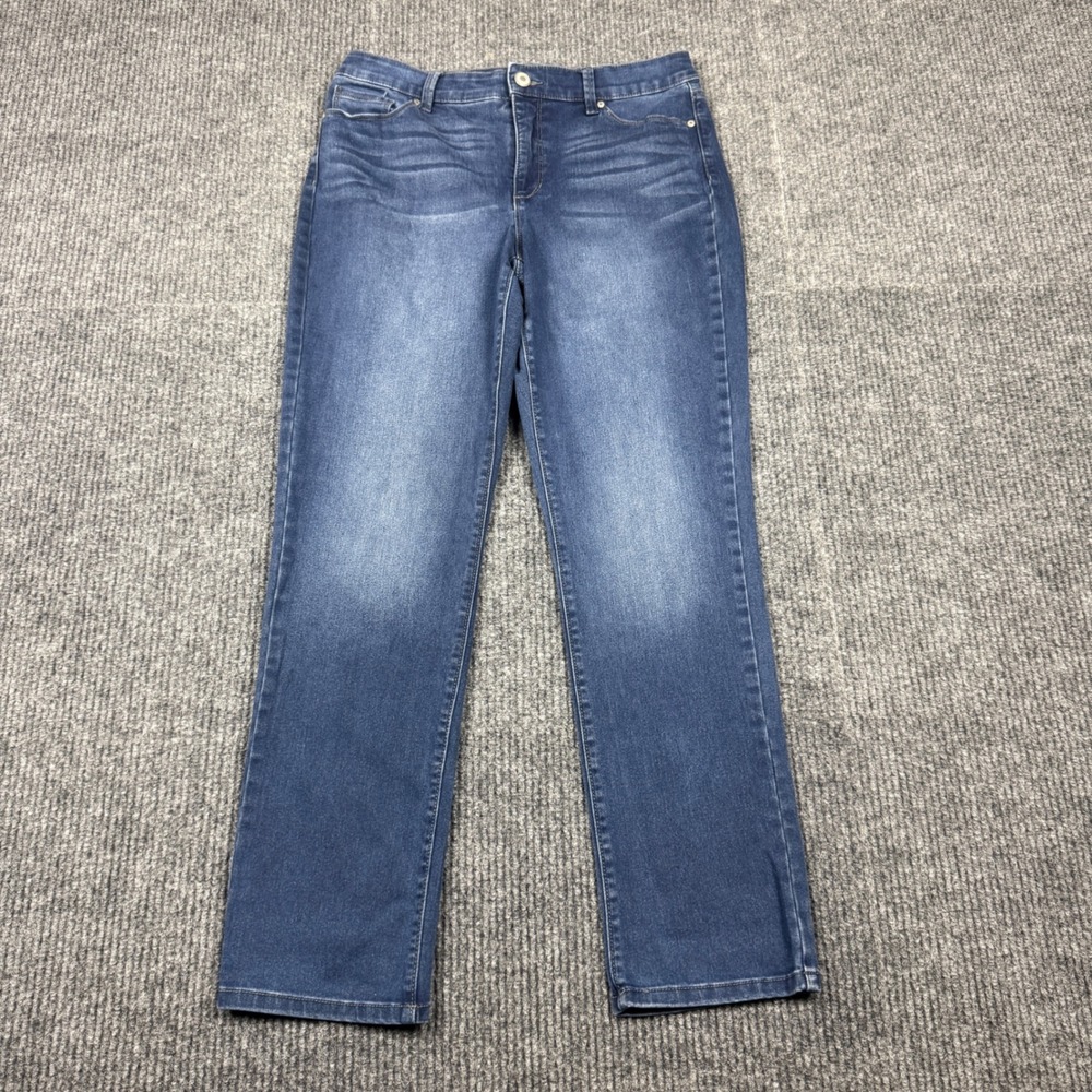 Bandolino Amy Straight Leg Jeans Medium Wash Blue Stretch Denim Size 10 SDBB2722